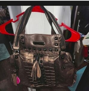 SUPER RARE HTF VINTAGE METALLIC LEATHER BRONZE BETSEY JOHNSON SET